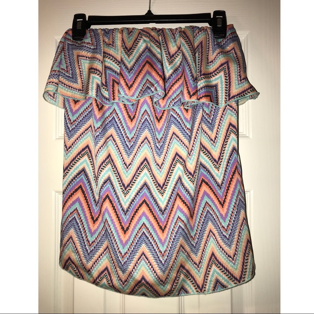 Chevron print OTS ruffle top size medium